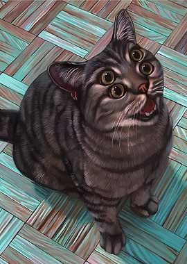 Four-Eyed Tabby Cat Digital Painting