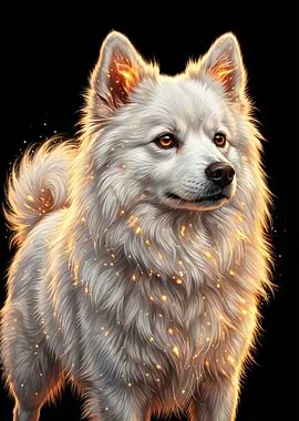 White Dog with Golden Sparkles