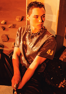 Fashionable Man in Sequin Shirt