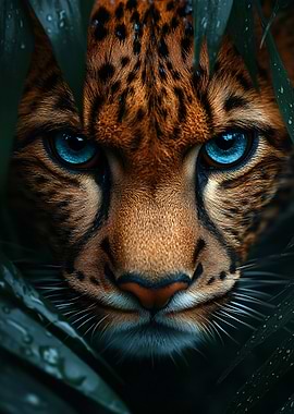 Intense Leopard Portrait in Lush Foliage
