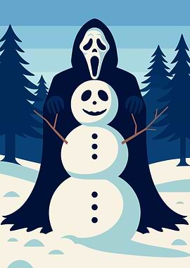 Ghostface and Snowman Winter Scene