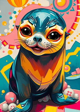 Colorful Seal Portrait