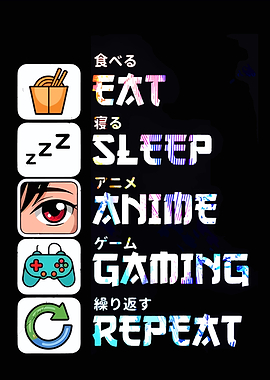 Eat Sleep Anime Gaming Repeat funny