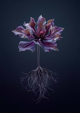 Purple Flower with Roots
