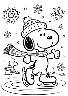 Dog and Woodstock Winter Skating