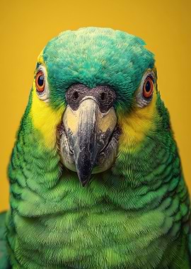 Close-up Green Parrot Portrait