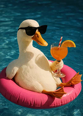 Duck with Sunglasses in Pool