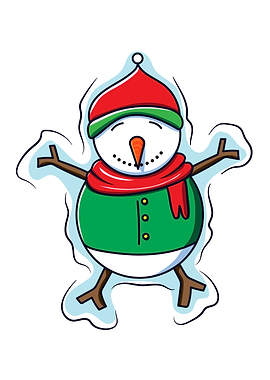 Cute Snowman Making Snow Angel – Cozy Winter Holiday
