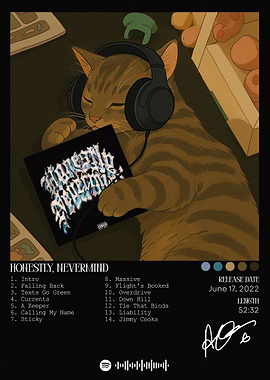 Cat with Headphones Listening to Music