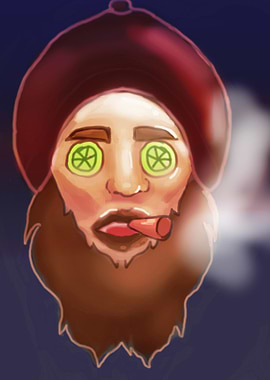 Painting Relaxing Man with Cucumber Eye Japan Style Japan s