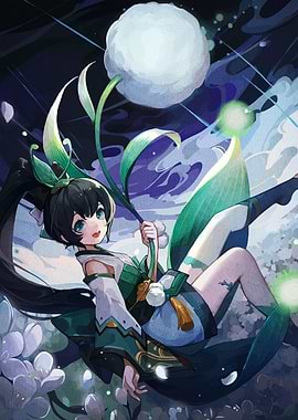 Anime Girl with Flower