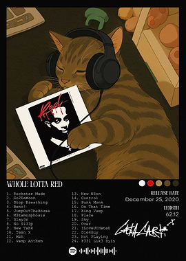 Cat listening to Whole Lotta Red