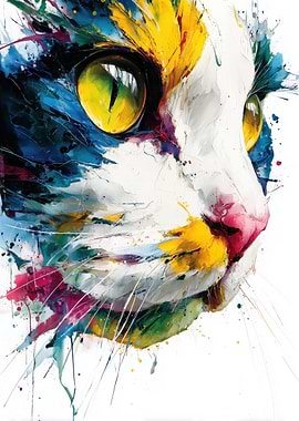 Colorful Cat Portrait