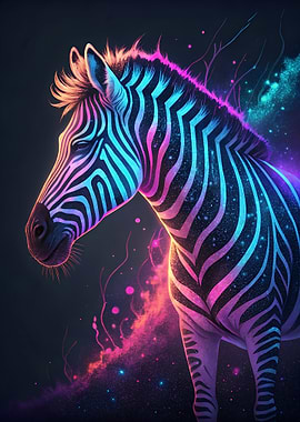 Neon Zebra Portrait