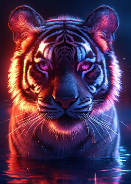 Neon Tiger Portrait