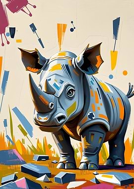 Abstract Rhino Illustration