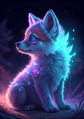 Neon Baby Wolf Portrait