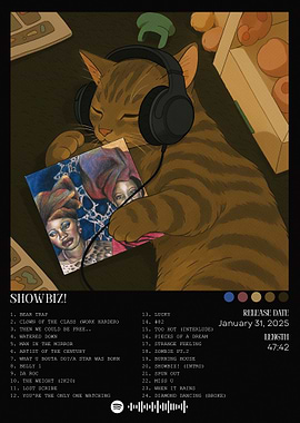 Cat with Headphones Album Cover Art
