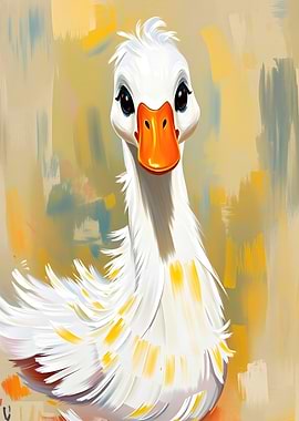 Cute Duck Portrait Painting