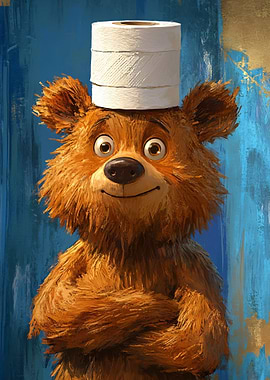 Bear with Toilet Paper Hat