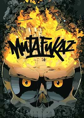 Mutafukaz Skull in Burning City