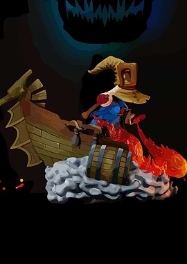 Wizard on a Boat with Fire