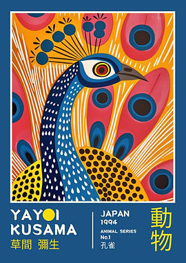 Yayoi Kusama Peacock Art Retro Exhibition Poster