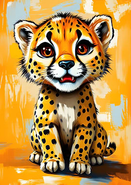 Cute Cheetah Cub Digital Painting