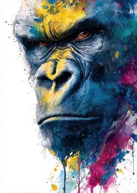 Colorful Gorilla Portrait