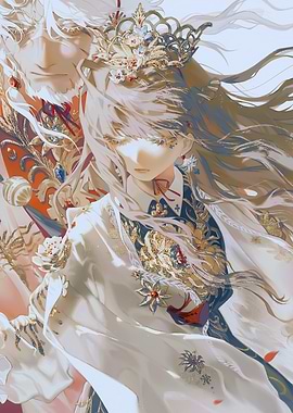 Elegant Anime Couple with Ornate Clothing
