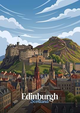 Edinburgh, Scotland Cityscape Illustration