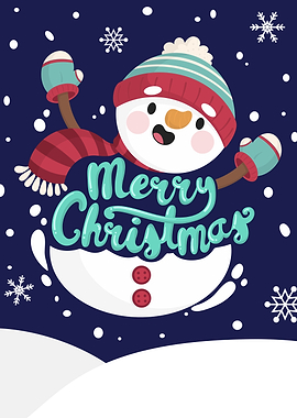 Merry Christmas Snowman Illustration