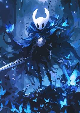 Hollow Knight in Blue Butterfly Forest