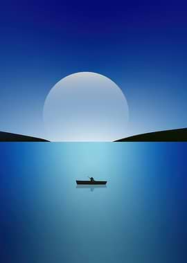 Minimalist Kayak on Water at Sunset