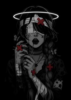 Bandaged Girl with Halo Digital Art