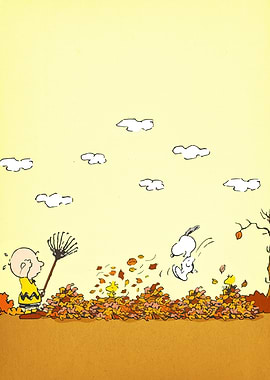 Peanuts gang in autumn leaves