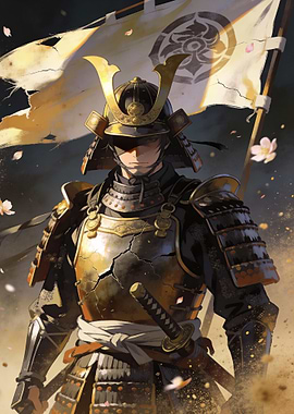 Samurai Warrior with Banner