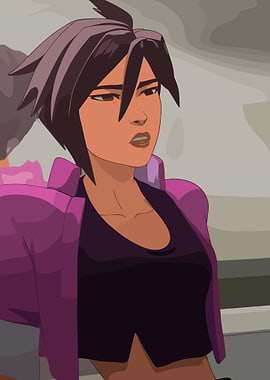 Animated Woman with Purple Jacket