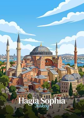 Hagia Sophia, Turkey Illustration