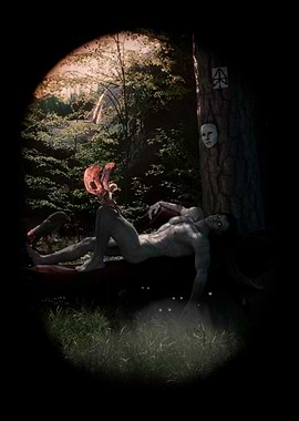 Surreal Forest Scene with Figure