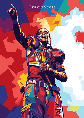 Travis Scott Colorful Pop Art Portrait