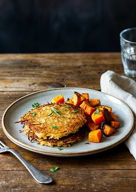 Potato Pancakes with Roasted Sweet Potatoes