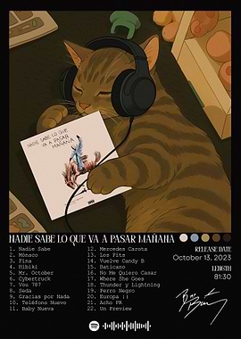 Cat Listening to Bad Bunny Album