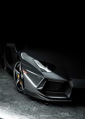 Sleek Gray Lamborghini Aventador Close-Up