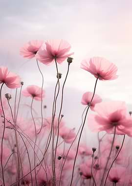 Floral Pink Poppy Field