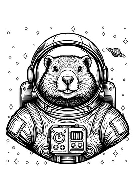 Beaver Astronaut in Space