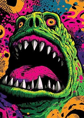 Monster with Open Mouth Pop Art