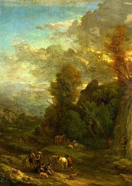 Pastoral Landscape with Figures and Animals