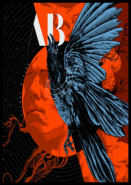 Raven and Face Digital Art