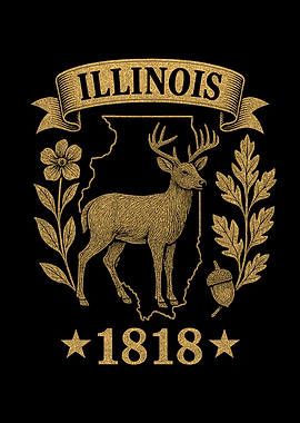 Illinois 1818 – Vintage State Wildlife Emblem